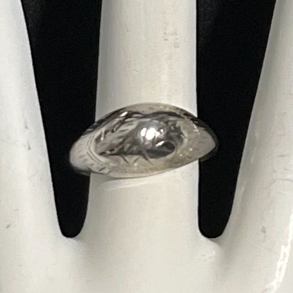 Vintage Etched Sterling Silver Ring Size 6 1/2 (R263)